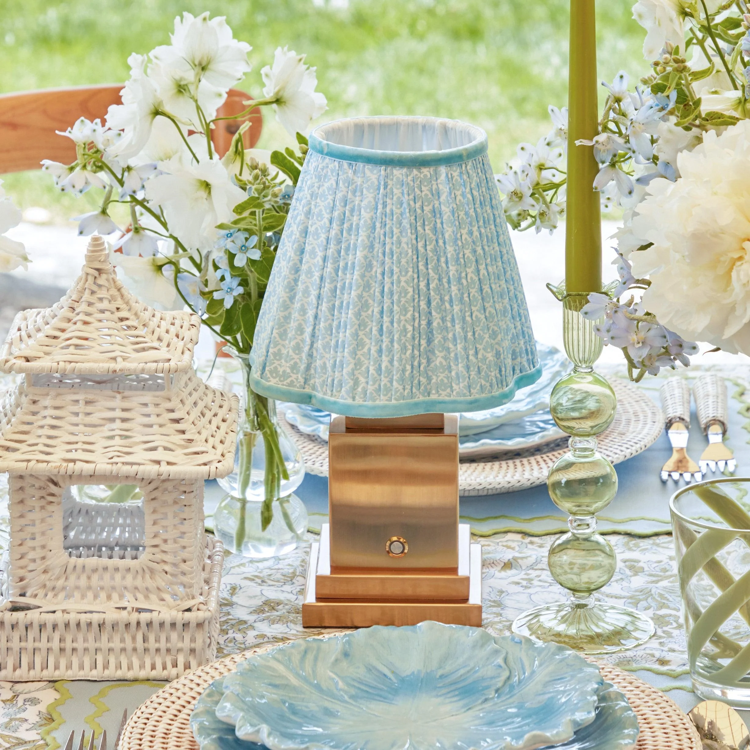 Soft Blue Lotus Lampshade (18cm) - Image 8