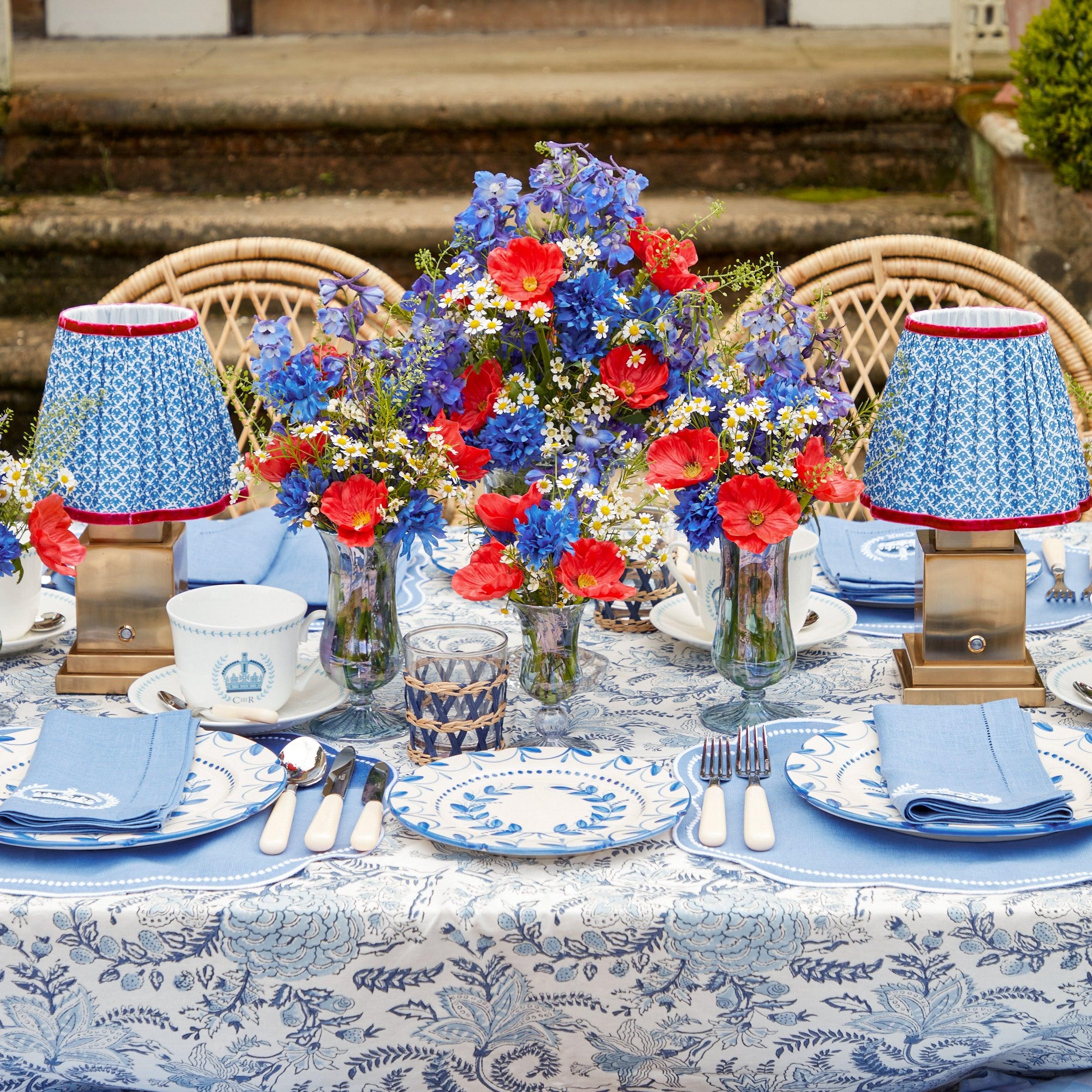 Cobalt & Red Lotus Lampshade (18cm) - Image 13