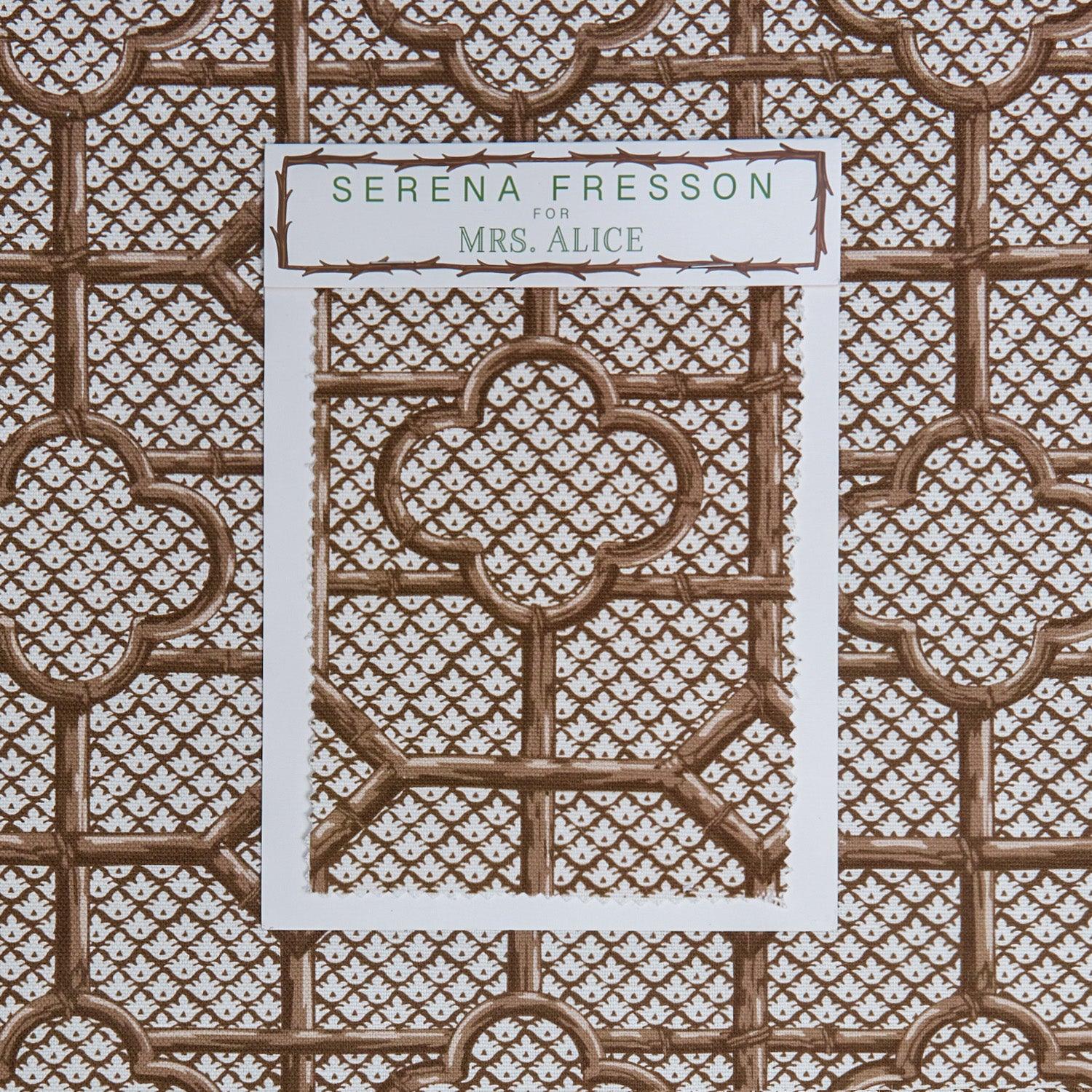 Chestnut Brown Bamboo Trellis Fabric - Image 9