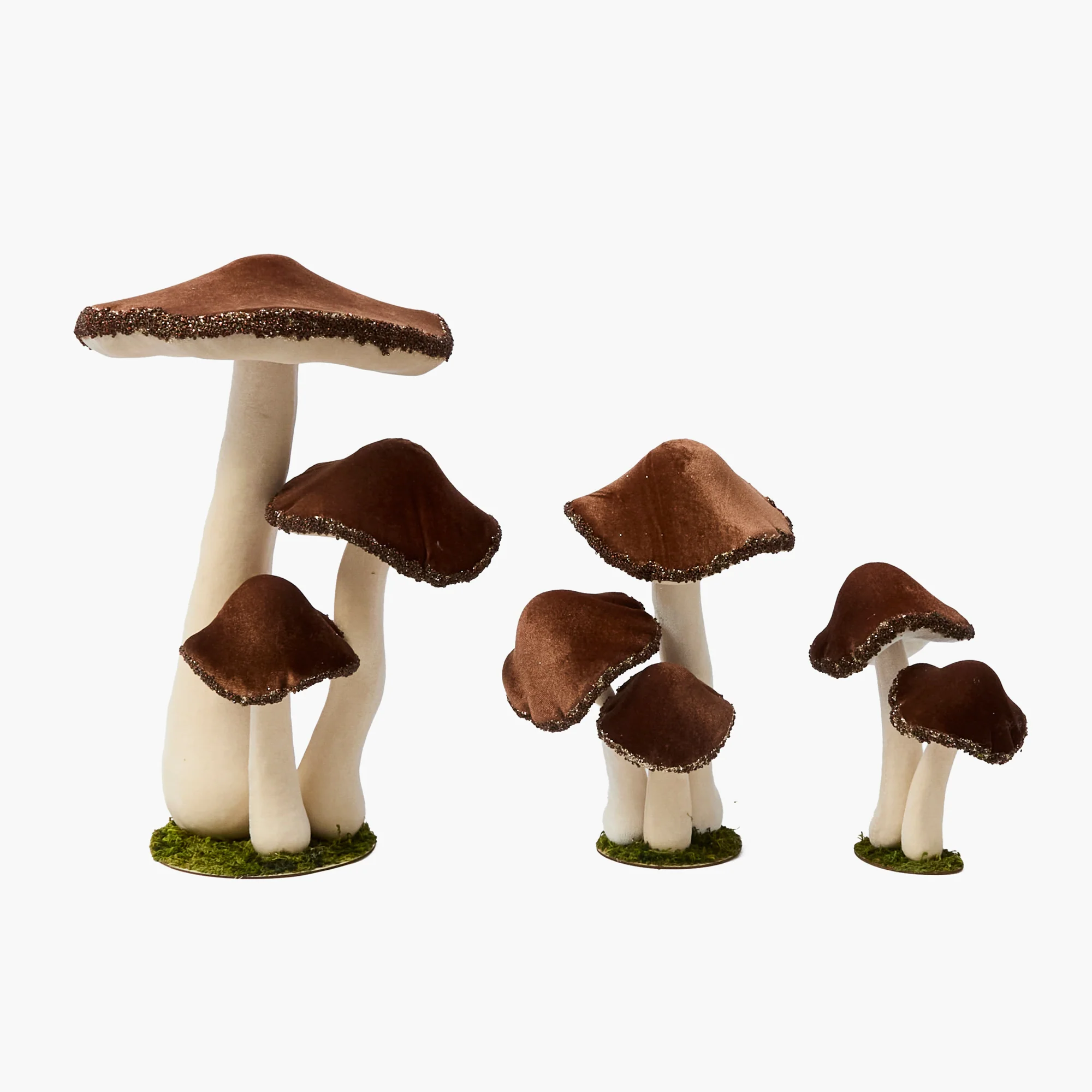 Chocolate Beaded Velvet Mushrooms (Set of 3) - Image 4