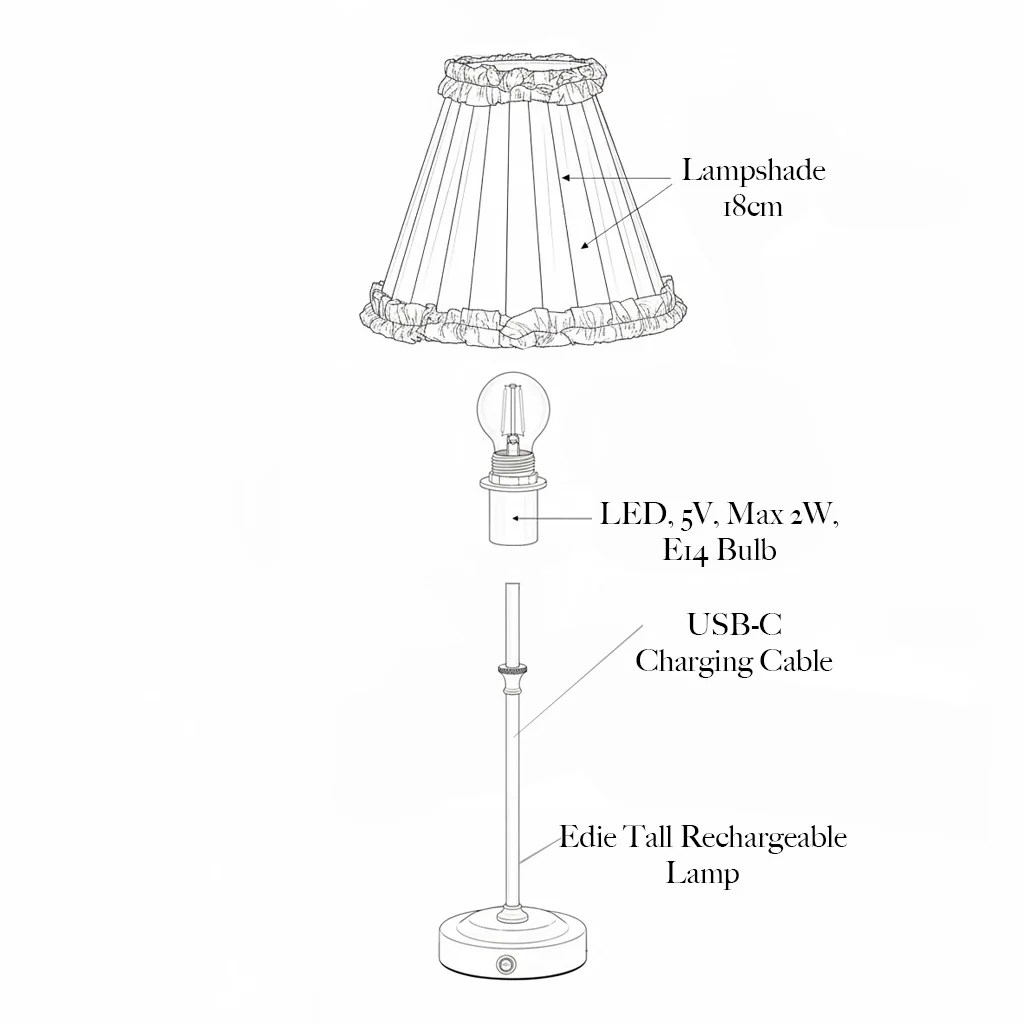 Edie Rechargeable Lamp with Chocolate Lotus Shade (18cm) - Image 6