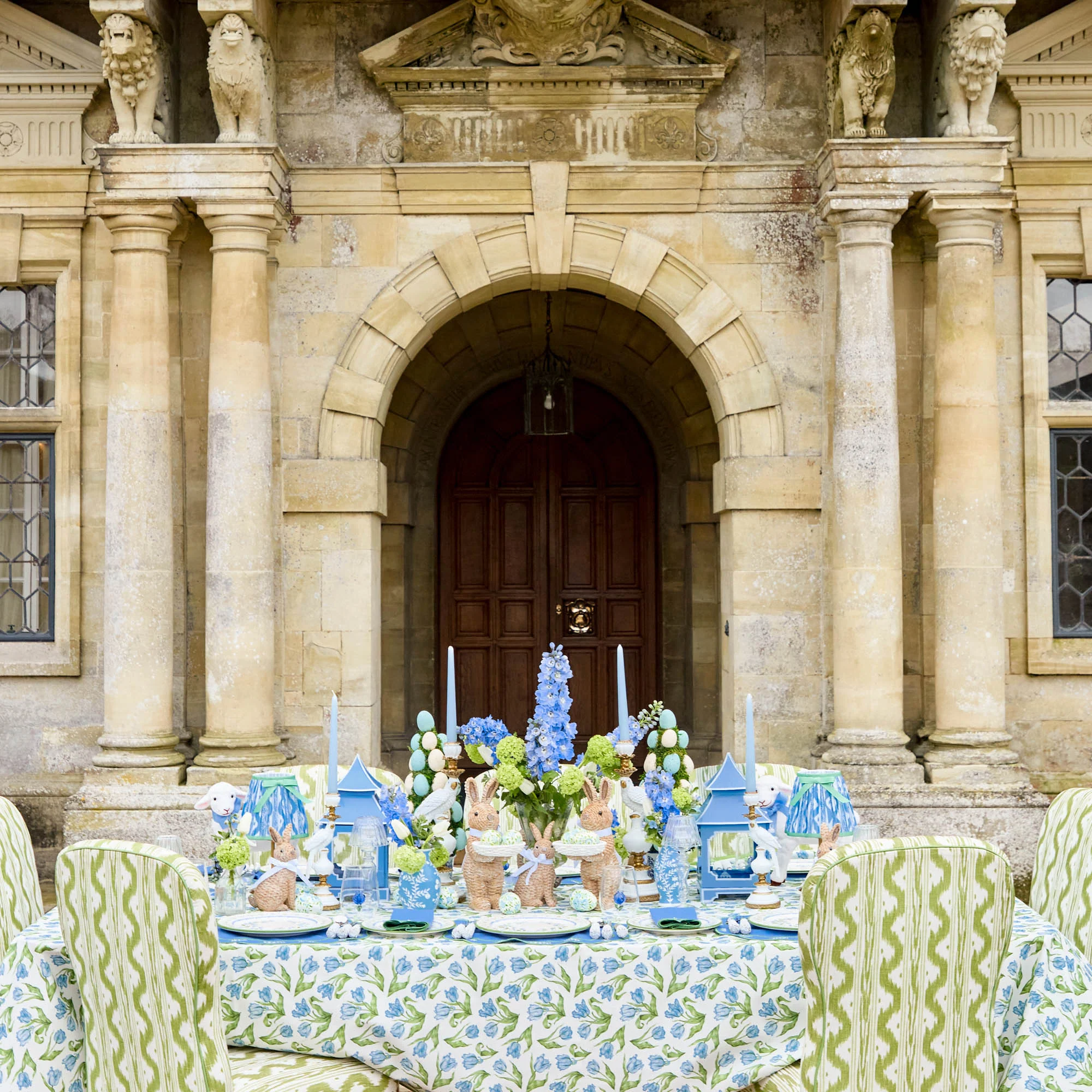 Lily of the Valley Blue Linen Placemats & Napkins (Set of 4) - Image 14