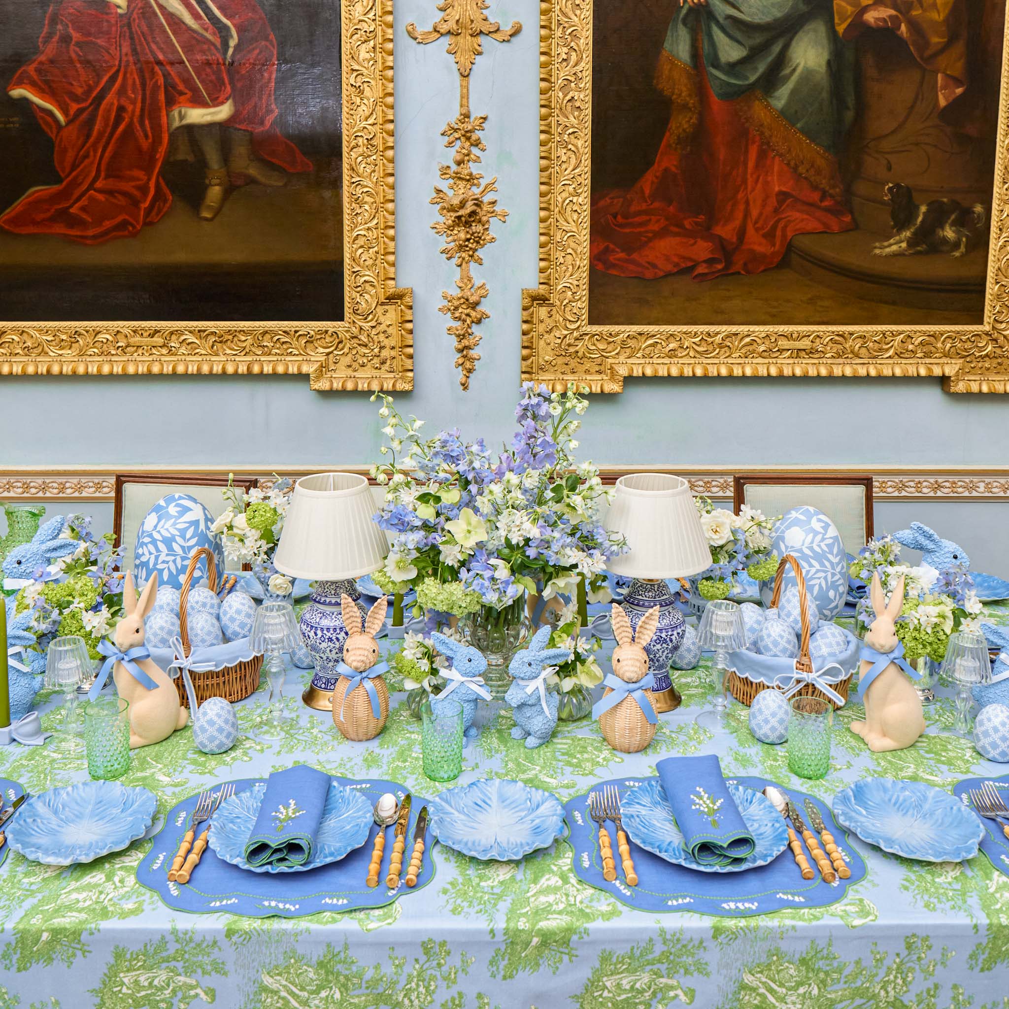 Lily of the Valley Blue Linen Placemats & Napkins (Set of 4) - Image 3