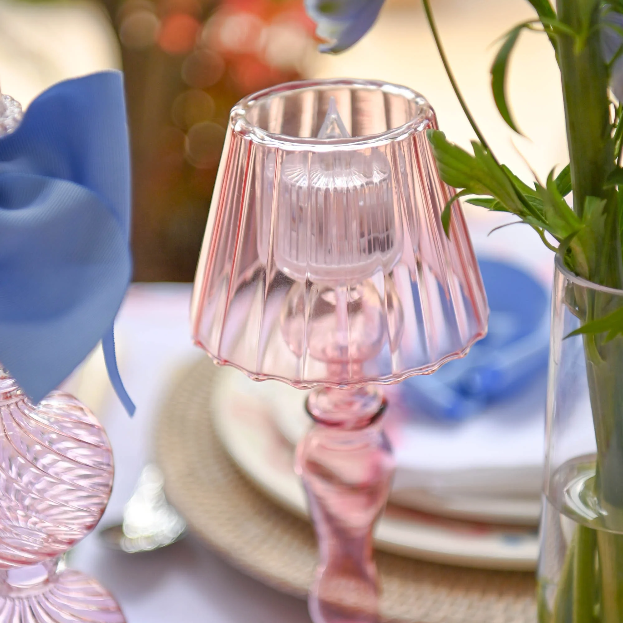 Pink Glass Lantern Tea Light Holder (Pair) - 24cm - Image 17