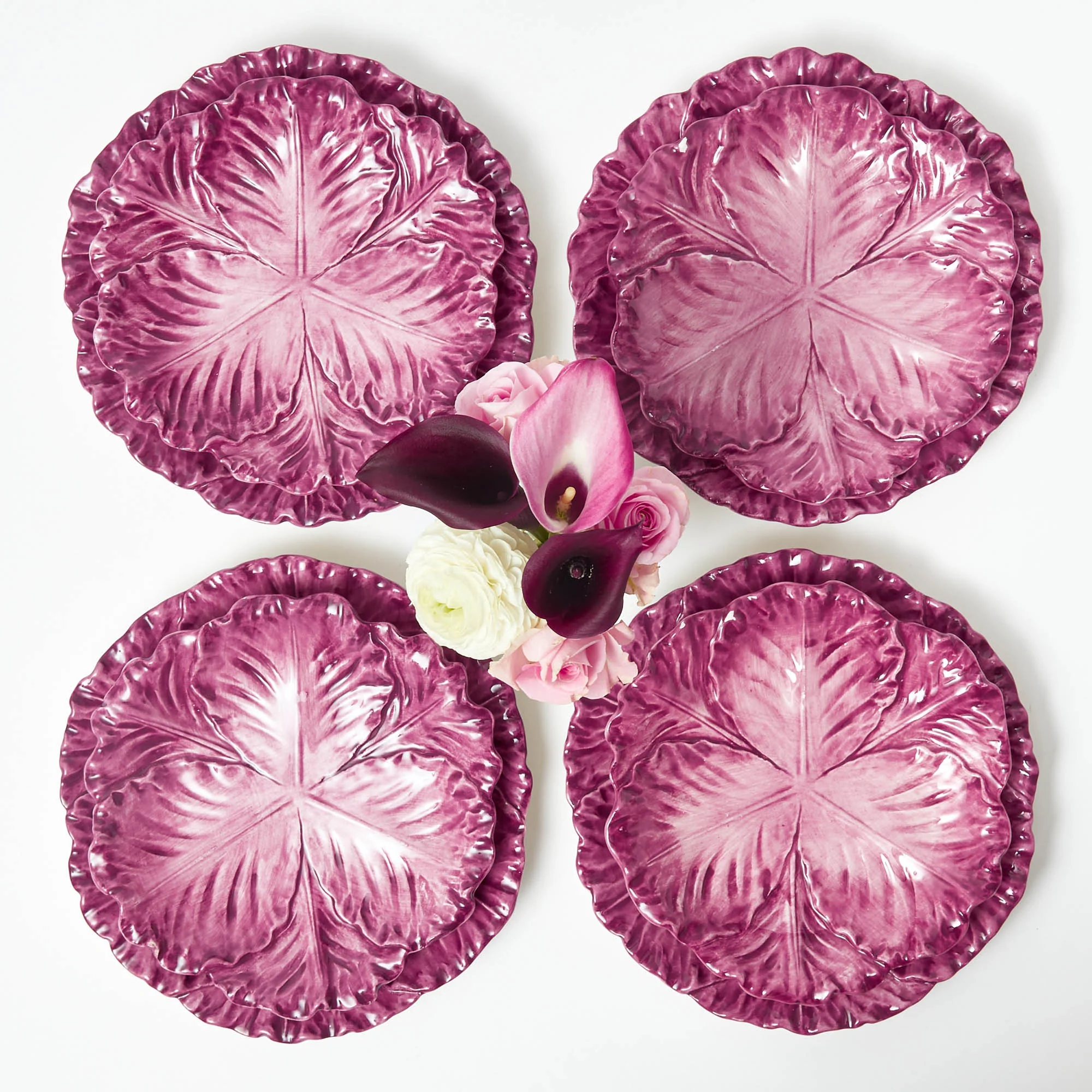 Serena Aubergine Cabbage Dinner & Starter Plates (Set of 8) - Image 16