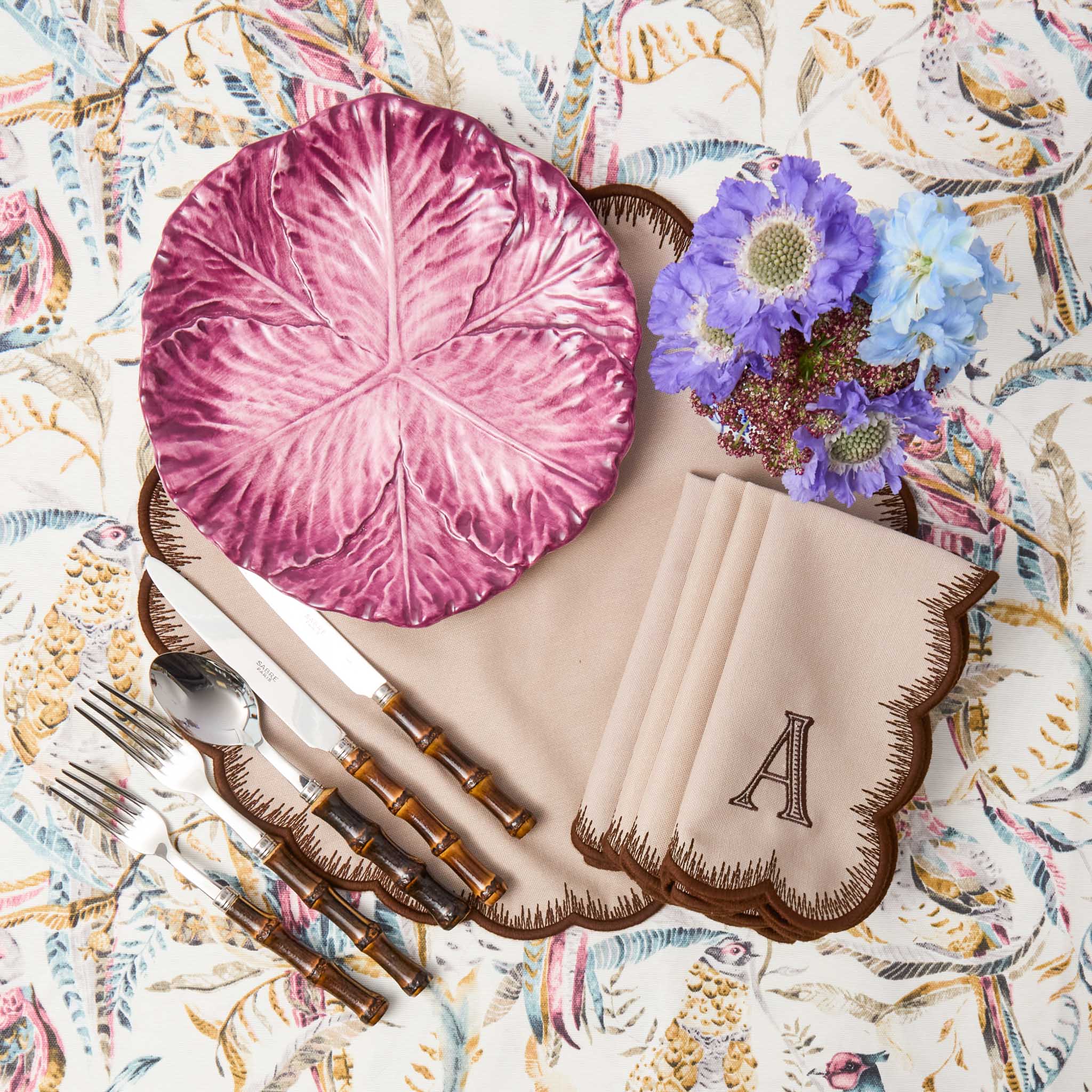Serena Aubergine Cabbage Dinner Plates (Set of 4) - Image 5
